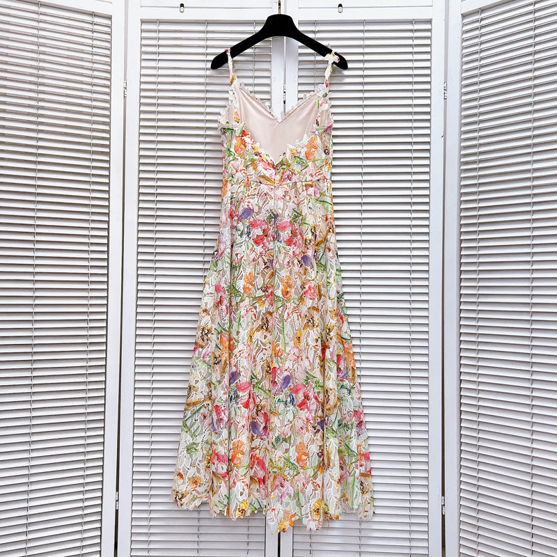 Colorful flowers cutout dress