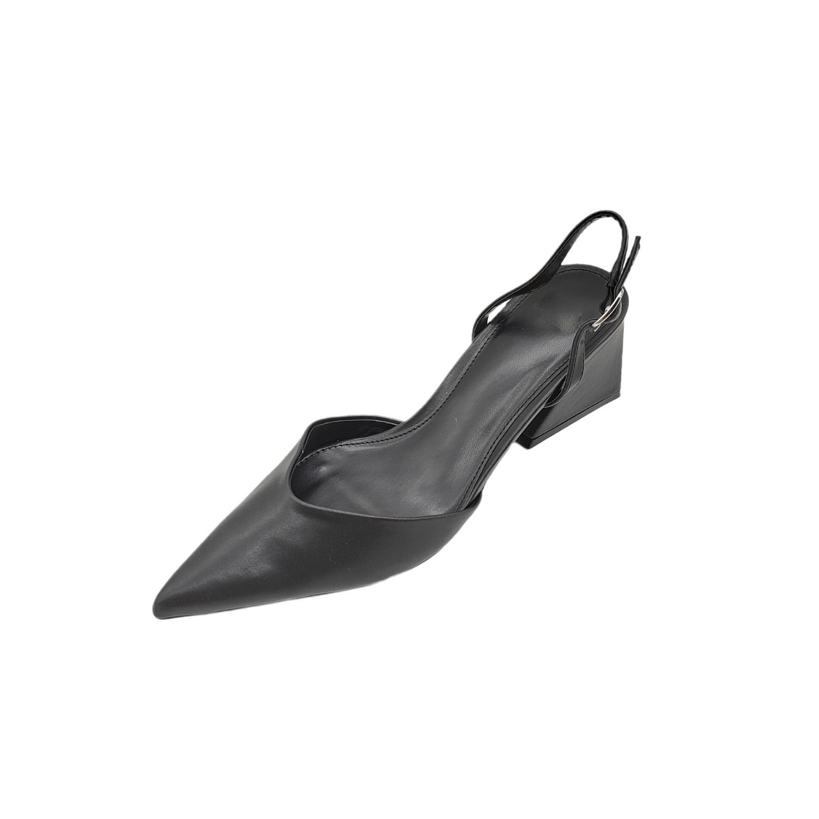 Sandle  With Pointed Toe Block Heel Middle