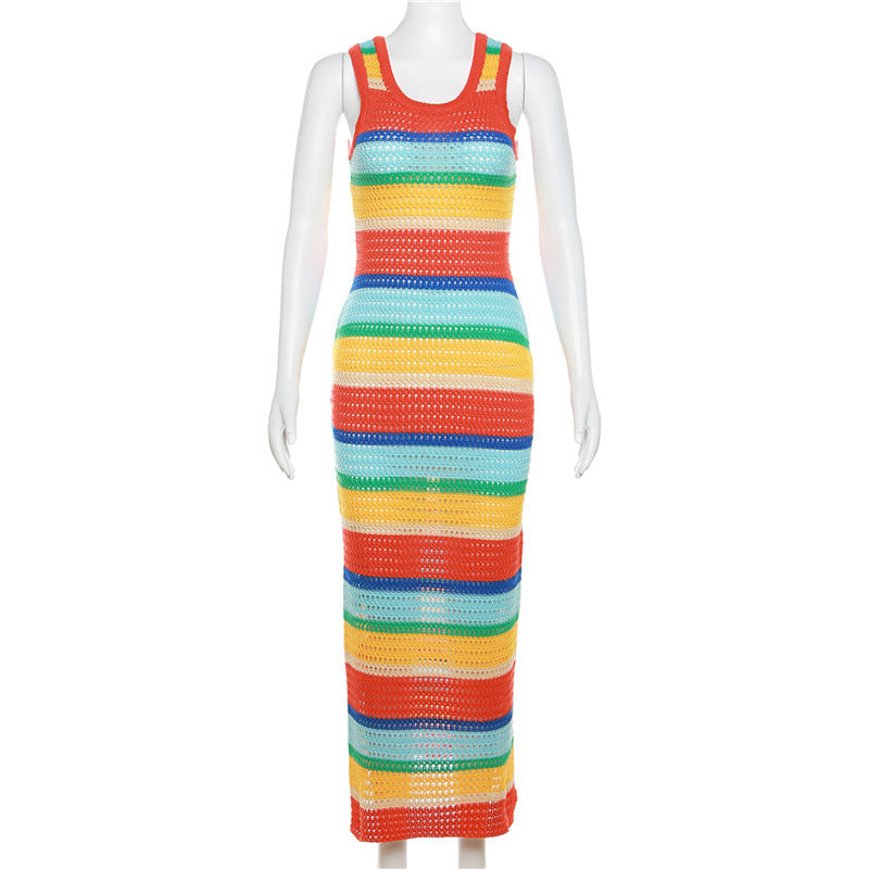 Color-blocked sleeveless dress