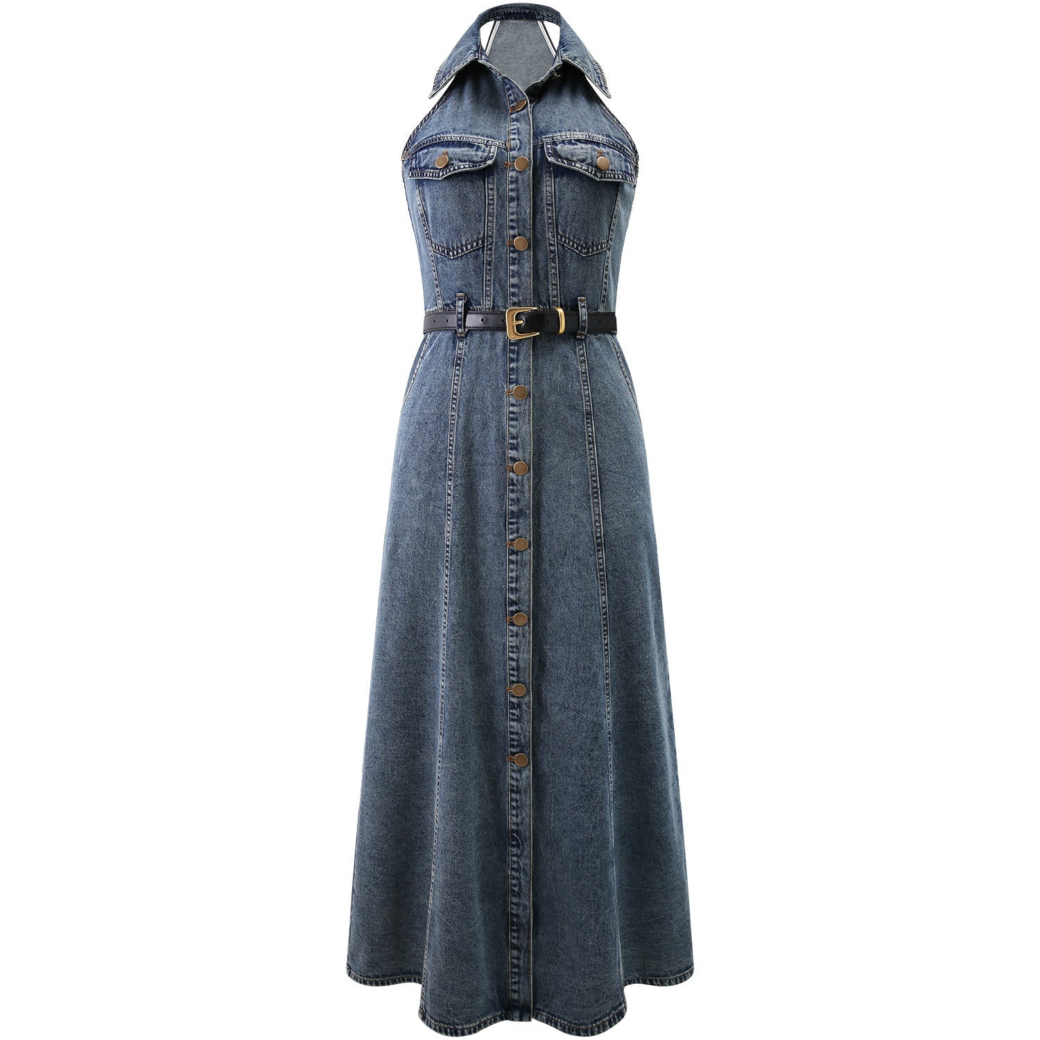 Sleeveless denim dress