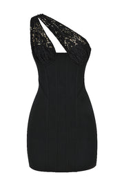 Lily Black Lace Mini Dress - Black