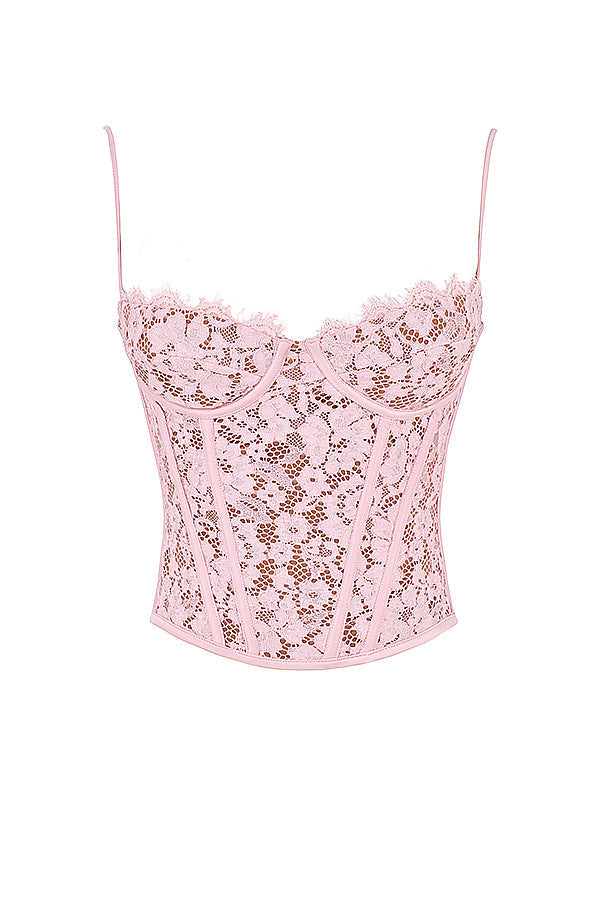 MILA LACE UNDERWIRED CORSET - Light pink