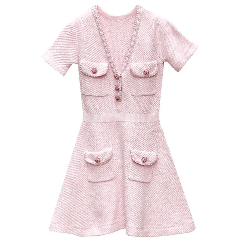 POLLY SOFT V NECK KNITTED DRESS