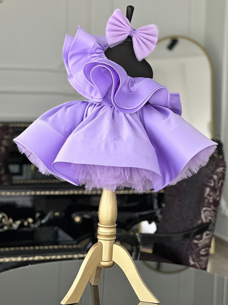 Flower design purple frock