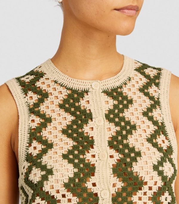 SANDRO  Crochet Sleeveless Cardigan