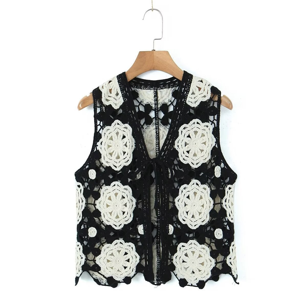 Women's hollow hook flower vest