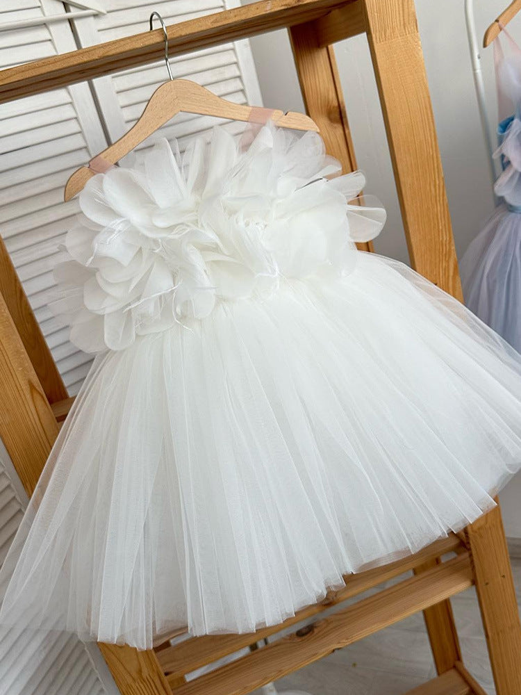 Simple puffy gauze girls   dress