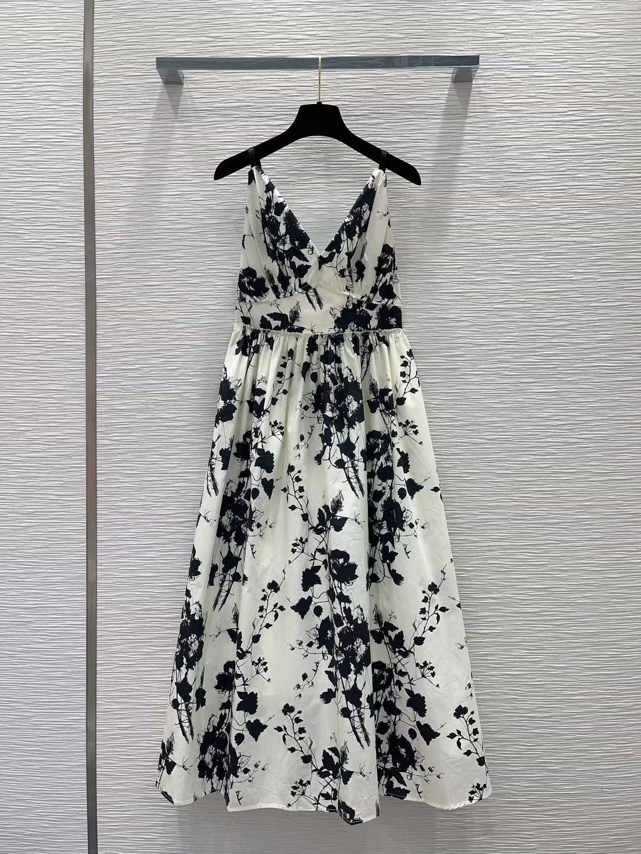 Floral print backless slip dress