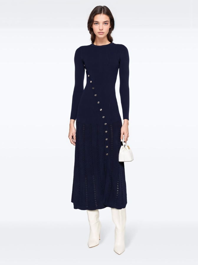 knitted maxi dress - Dark blue