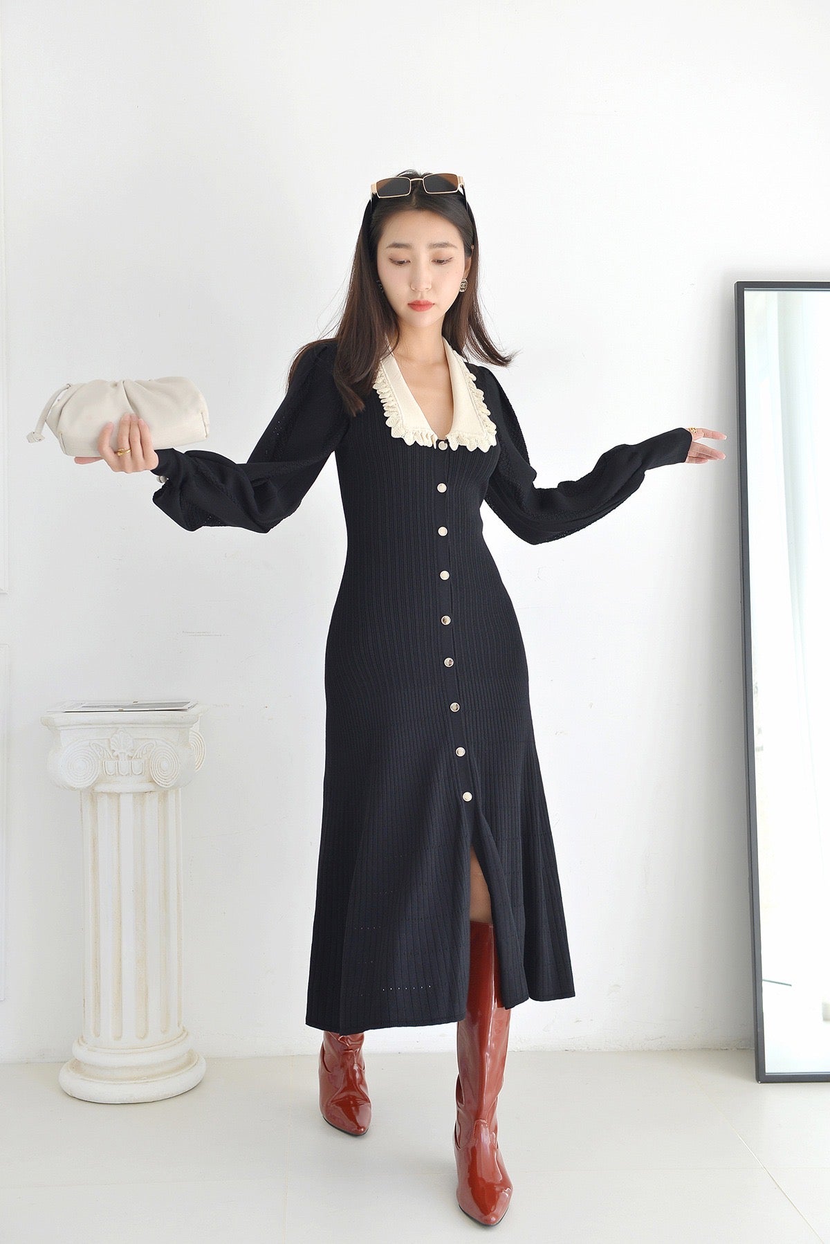 Sandro LONG DRESS WITH LONG SLEEVES