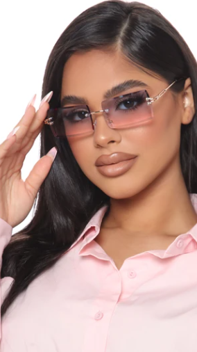 Rimless Stunner Sunglasses - Blue/Pink - MALVI PARIS