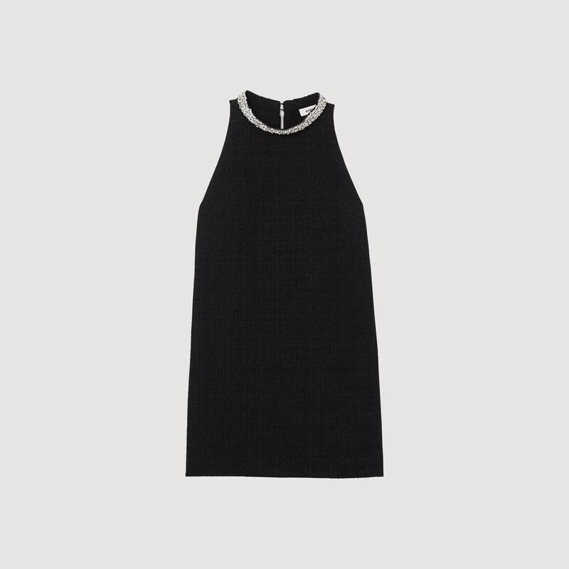 SANDRO  DRESS WITH JEWELLERY COLLAR