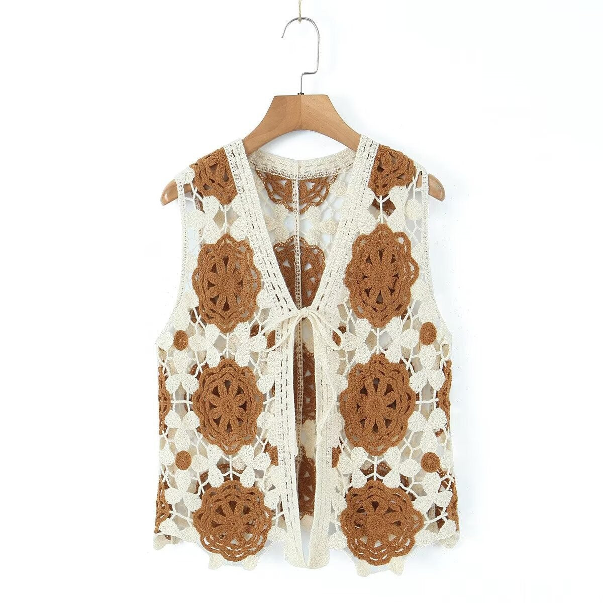 Women's hollow hook flower vest