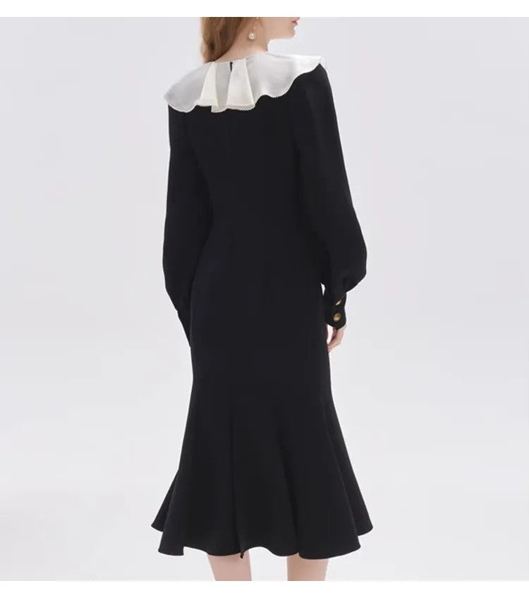 Runway Dress Autumn Dress Brand Same Style Empire Crew Neck Long Sleeve Basic & Casual Dresses Black Womens Dress Fashion lian