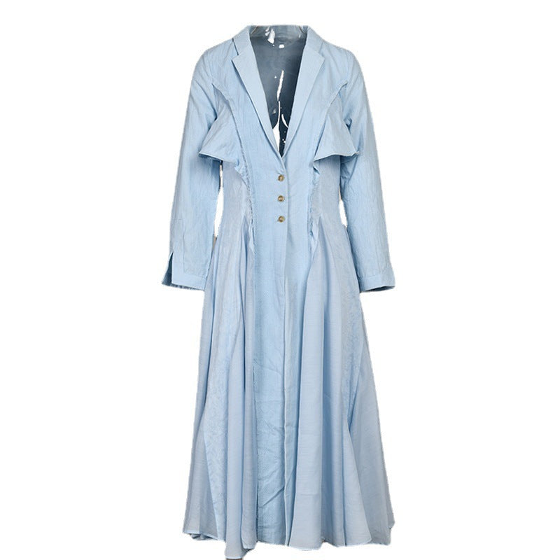 Spring new suit collar swing dress