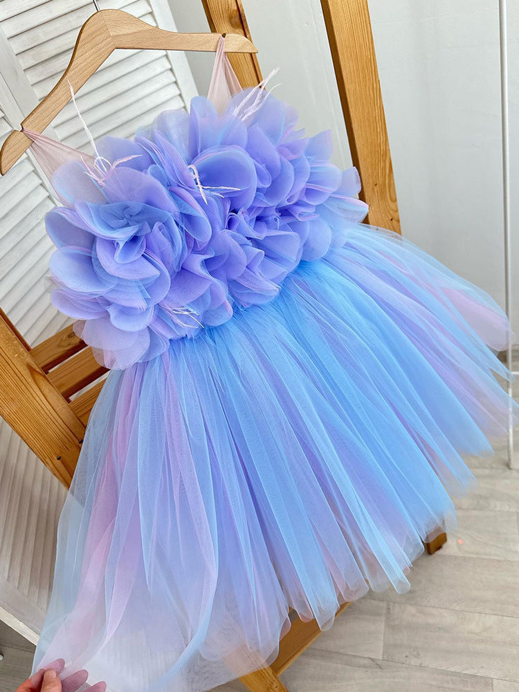 Simple puffy gauze girls   dress