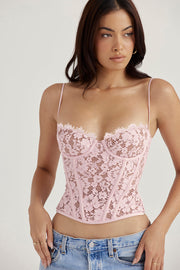 MILA LACE UNDERWIRED CORSET - Light pink