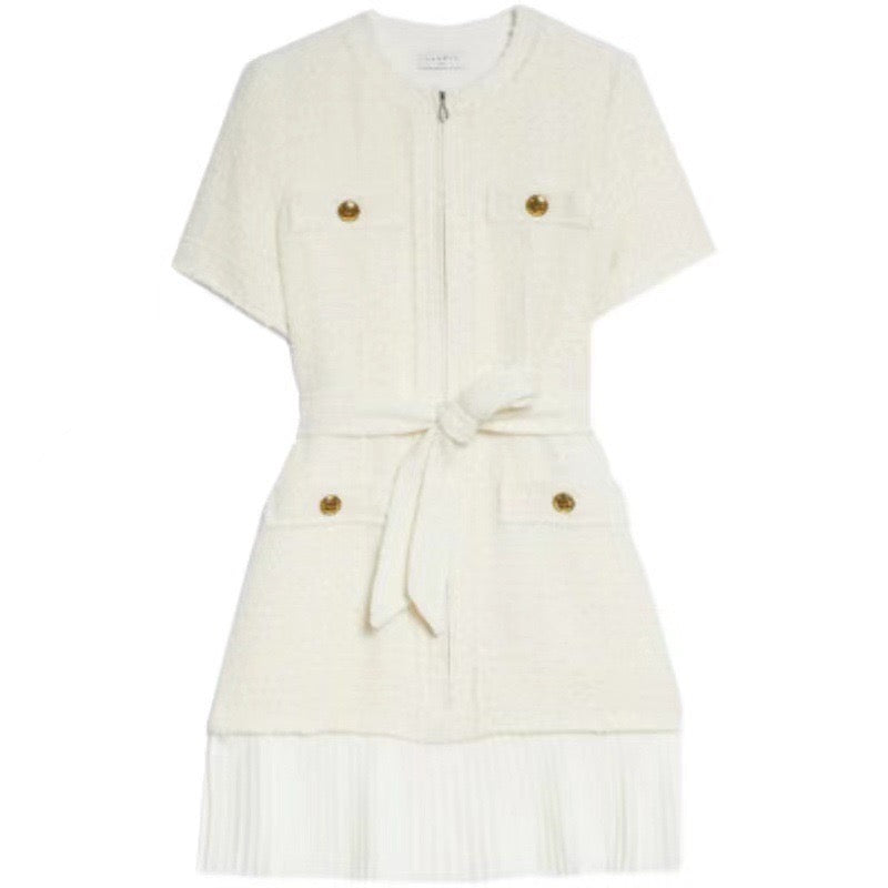 Sandro Mini tweed dress with tie belt