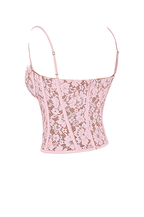 MILA LACE UNDERWIRED CORSET - Light pink