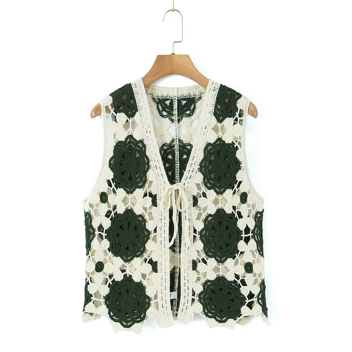 Women's hollow hook flower vest