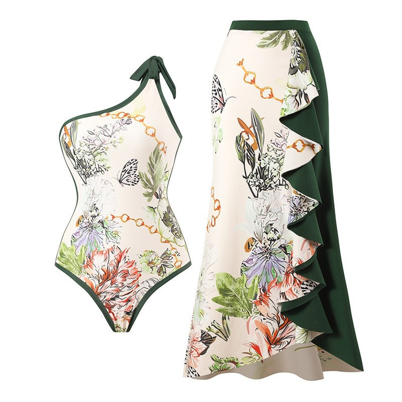 One-Shoulder Chiffon swimsuit