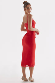 SALMA SATIN SLIP MAXI DRESS - Red
