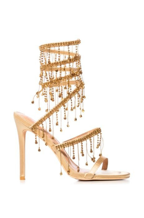 FERRARA EMBELLISHED AROUND THE ANKLE  HEELS - GOLD