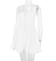 CUPID WHITE PLEATED MINI DRESS - White