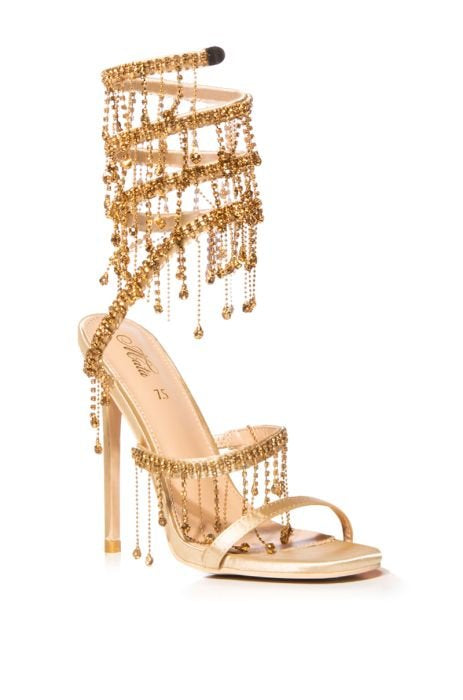 FERRARA EMBELLISHED AROUND THE ANKLE  HEELS - GOLD