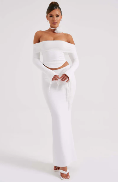 MONTE CARLO OFF SHOULDER  MAXI DRESS SET - White