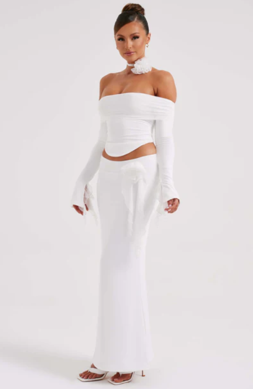 MONTE CARLO OFF SHOULDER  MAXI DRESS SET - White