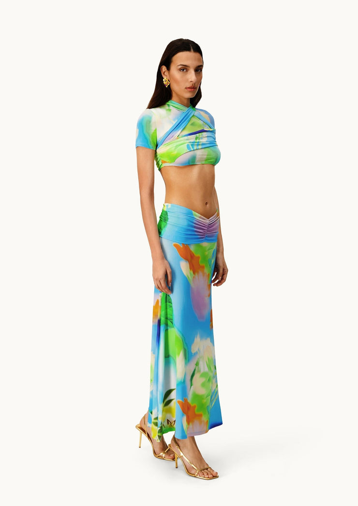 Tani Set Lilies Mermaid Colourful Print Maxi Dress - Blue Dresses