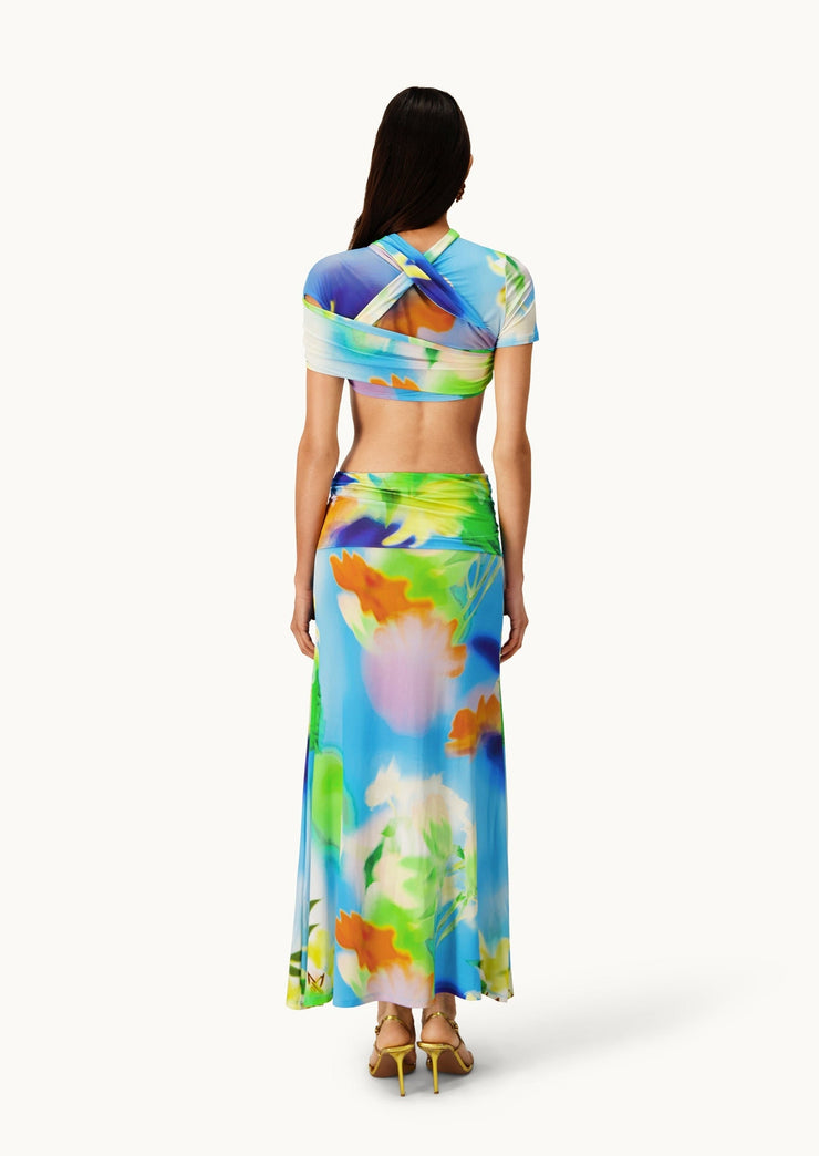 Tani Set Lilies Mermaid Colourful Print Maxi Dress - Blue Dresses