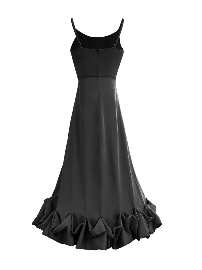 Lilou Flounce Bustier Ruffle Maxi Dress - Black Dresses