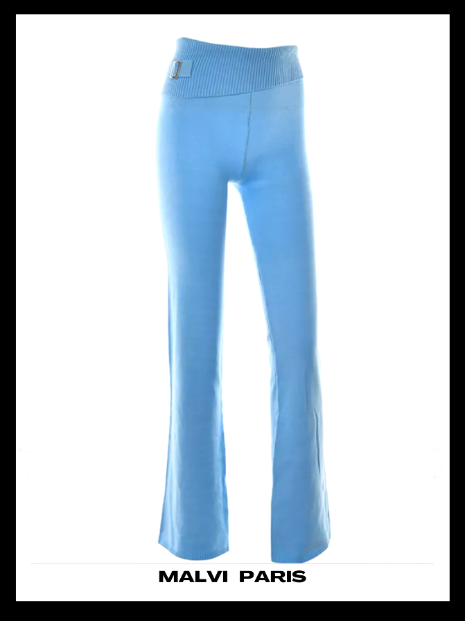 Fleur Low Rise Soft Cloud Knit Pant - Light Blue