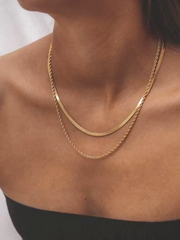 Snake Double Chain Necklace - Gold