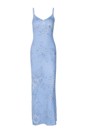 Isabella Blue Floral Spaghetti Strap Maxi Dress -