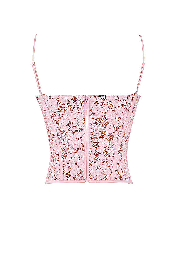 MILA LACE UNDERWIRED CORSET - Light pink