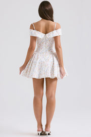 Elida White Posy Print Corset Mini Dress - White