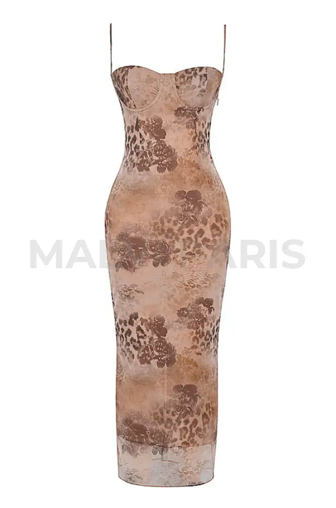 AIZA CREAM FLORAL PRINT MAXI DRESS - Beige - MALVI PARISMALVI PARIS