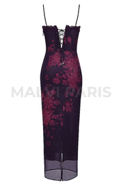 AIZA GRAPE FLORAL PRINT MAXI DRESS - Dark Purple - MALVI PARISMALVI PARIS