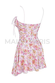 ALEJANDRA LIGHT LAVENDER FLOWER PRINT CORSET MINI DRESS - Beige - MALVI PARISMALVI PARIS