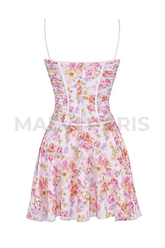 ALEJANDRA LIGHT LAVENDER FLOWER PRINT CORSET MINI DRESS - Beige - MALVI PARISMALVI PARIS