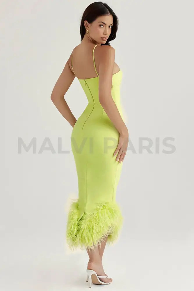 ALESSIA LIME MIDI DRESS - Light green - MALVI PARISMALVI PARIS