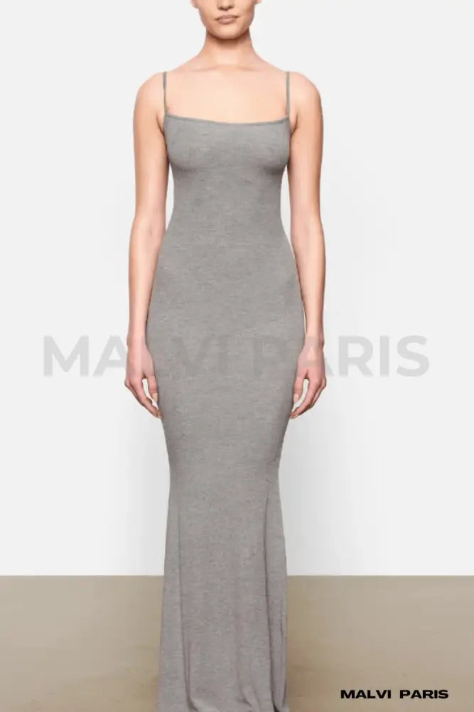 ALICE SOFT LOUNGE LONG SLIP MAXI DRESS - Heather Gray - MALVI PARISMALVI PARIS