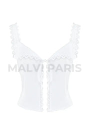 AMBER WHITE LACE TRIM TOP - White - MALVI PARISMALVI PARIS