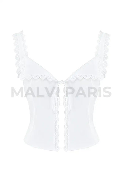 AMBER WHITE LACE TRIM TOP - White - MALVI PARISMALVI PARIS