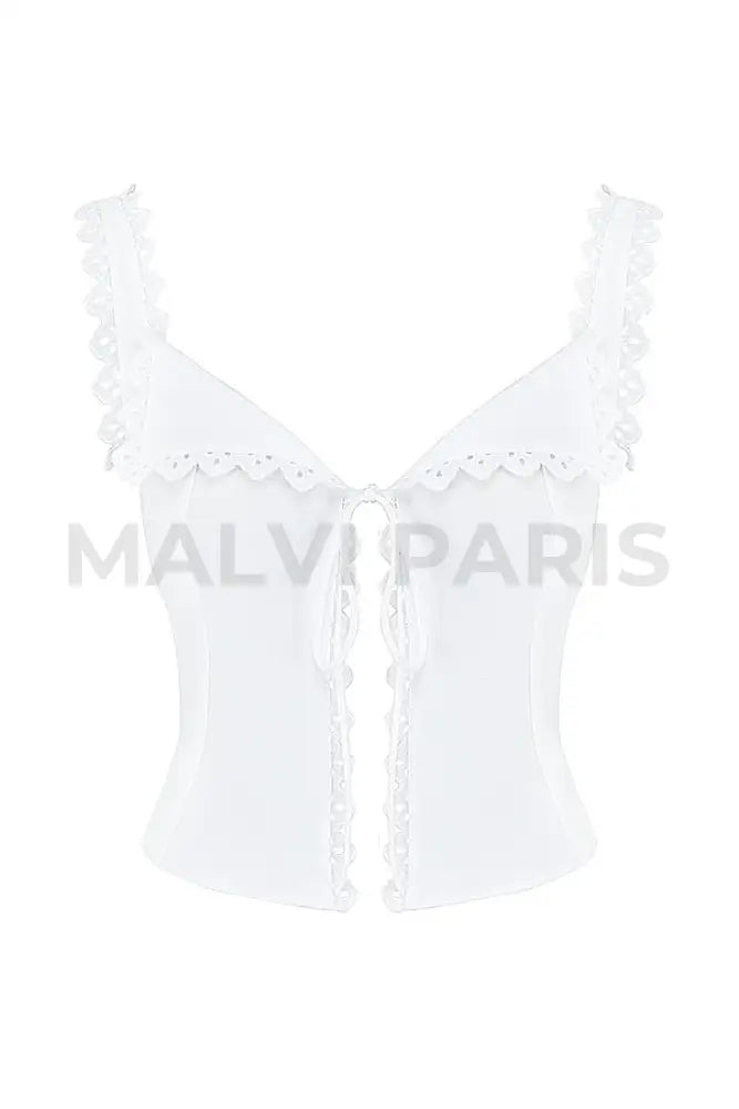 AMBER WHITE LACE TRIM TOP - White - MALVI PARISMALVI PARIS