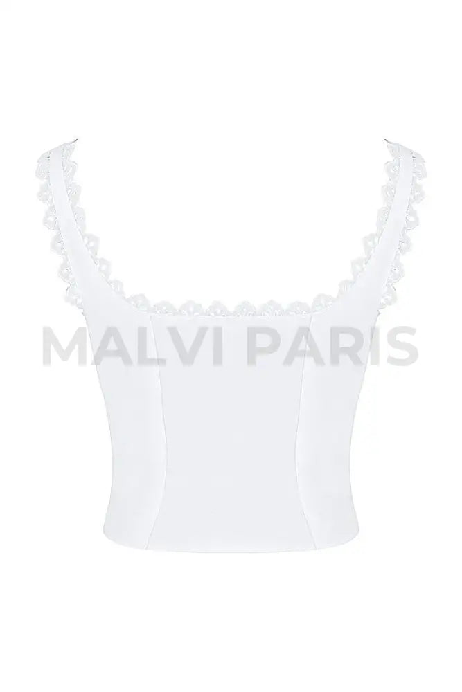 AMBER WHITE LACE TRIM TOP - White - MALVI PARISMALVI PARIS