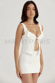 AMBER WHITE LACE TRIM TOP - White - MALVI PARISMALVI PARIS